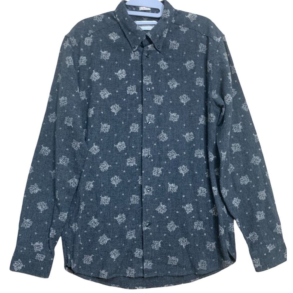 THESE GLORY DAYS Black "ASH" LS Button Down Shirt Heavy Weight Scandinavia Sz L